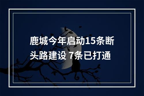 鹿城今年启动15条断头路建设 7条已打通