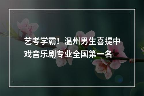 艺考学霸！温州男生喜提中戏音乐剧专业全国第一名