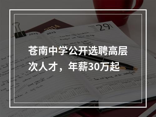 苍南中学公开选聘高层次人才，年薪30万起