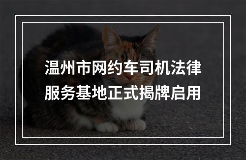 温州市网约车司机法律服务基地正式揭牌启用