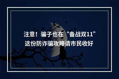注意！骗子也在“备战双11” 这份防诈骗攻略请市民收好