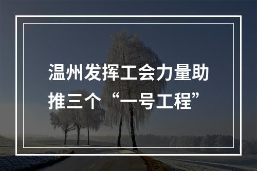 温州发挥工会力量助推三个“一号工程”