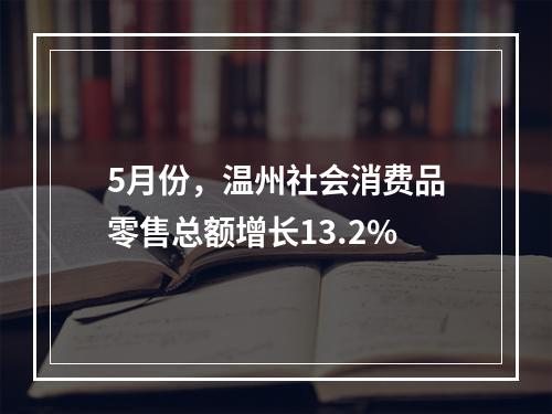 5月份，温州社会消费品零售总额增长13.2%