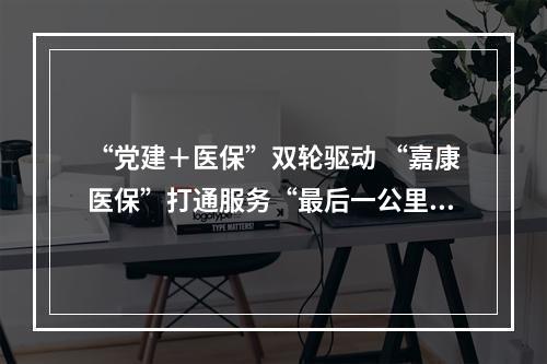 “党建＋医保”双轮驱动 “嘉康医保”打通服务“最后一公里”