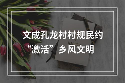 文成孔龙村村规民约“激活”乡风文明