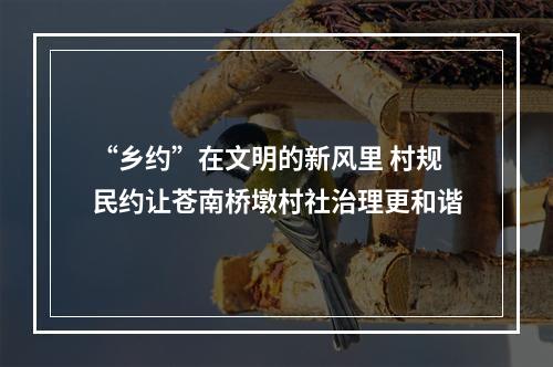 “乡约”在文明的新风里 村规民约让苍南桥墩村社治理更和谐