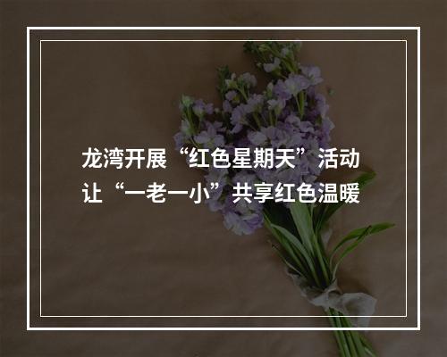 龙湾开展“红色星期天”活动 让“一老一小”共享红色温暖
