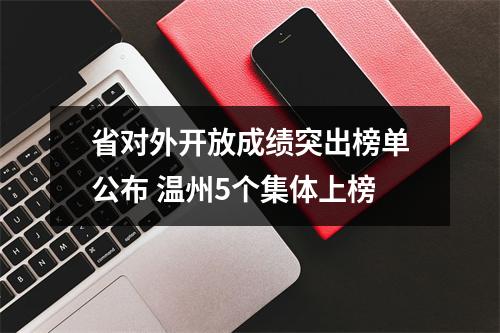 省对外开放成绩突出榜单公布 温州5个集体上榜