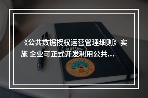 《公共数据授权运营管理细则》实施 企业可正式开发利用公共数据
