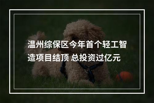 温州综保区今年首个轻工智造项目结顶 总投资过亿元