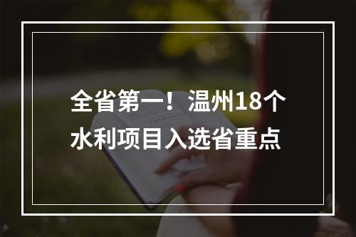 全省第一！温州18个水利项目入选省重点