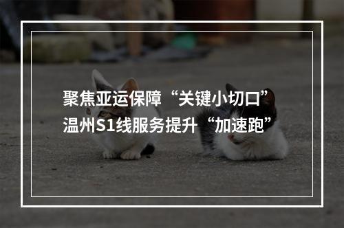 聚焦亚运保障“关键小切口” 温州S1线服务提升“加速跑”
