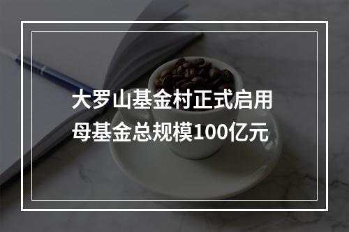 大罗山基金村正式启用 母基金总规模100亿元
