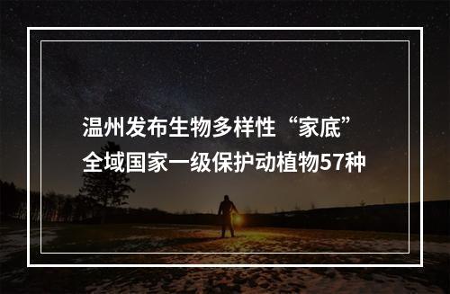 温州发布生物多样性“家底” 全域国家一级保护动植物57种