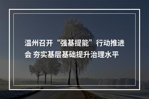 温州召开“强基提能”行动推进会 夯实基层基础提升治理水平