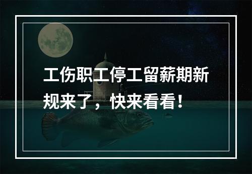 工伤职工停工留薪期新规来了，快来看看！