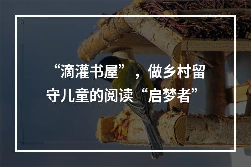 “滴灌书屋”，做乡村留守儿童的阅读“启梦者”