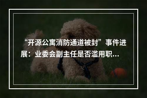 “开源公寓消防通道被封”事件进展：业委会副主任是否滥用职权？纪检部门介入调查