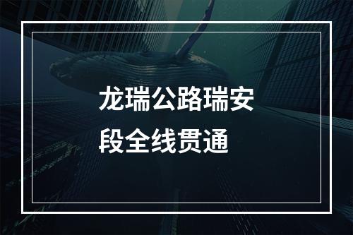 龙瑞公路瑞安段全线贯通