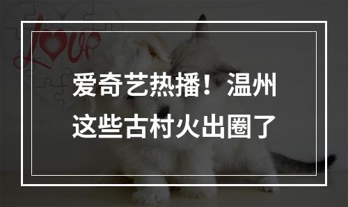 爱奇艺热播！温州这些古村火出圈了