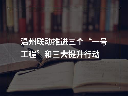 温州联动推进三个“一号工程”和三大提升行动