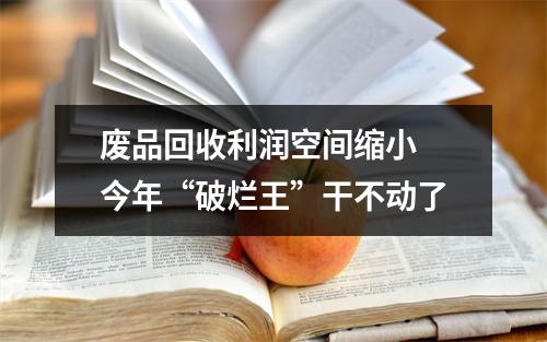 废品回收利润空间缩小 今年“破烂王”干不动了