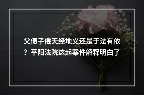 父债子偿天经地义还是于法有依？平阳法院这起案件解释明白了