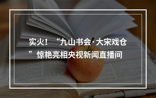 实火！“九山书会·大宋戏仓”惊艳亮相央视新闻直播间