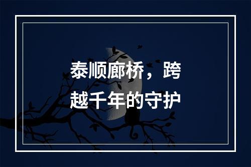 泰顺廊桥，跨越千年的守护