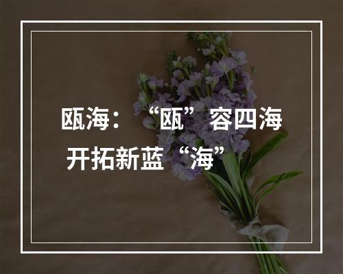 瓯海：“瓯”容四海 开拓新蓝“海”