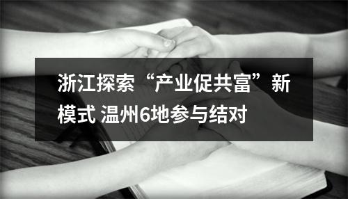 浙江探索“产业促共富”新模式 温州6地参与结对