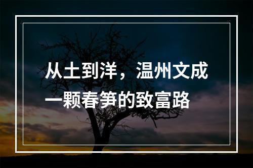 从土到洋，温州文成一颗春笋的致富路
