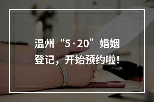 温州“5·20”婚姻登记，开始预约啦！