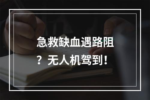 急救缺血遇路阻？无人机驾到！