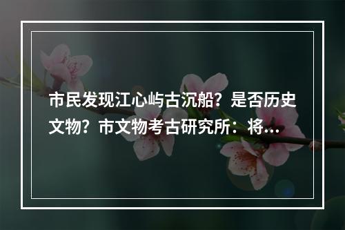 市民发现江心屿古沉船？是否历史文物？市文物考古研究所：将开展详细调查