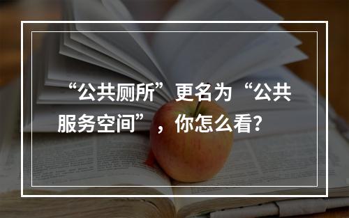 “公共厕所”更名为“公共服务空间”，你怎么看？