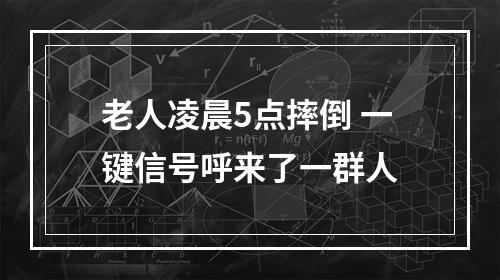 老人凌晨5点摔倒 一键信号呼来了一群人