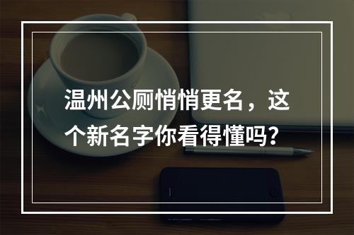 温州公厕悄悄更名，这个新名字你看得懂吗？