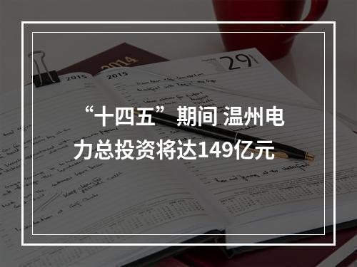 “十四五”期间 温州电力总投资将达149亿元