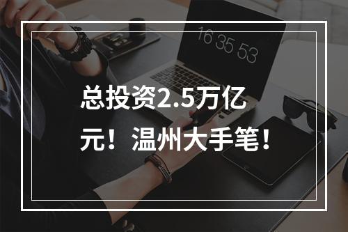总投资2.5万亿元！温州大手笔！
