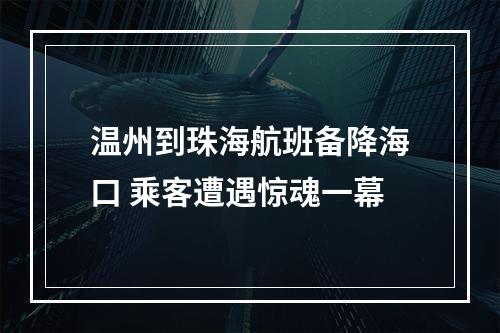 温州到珠海航班备降海口 乘客遭遇惊魂一幕