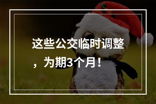 这些公交临时调整，为期3个月！