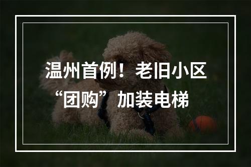 温州首例！老旧小区“团购”加装电梯