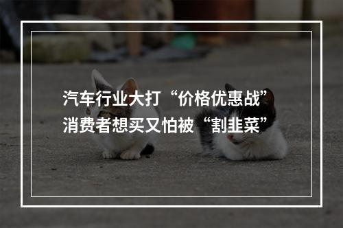 汽车行业大打“价格优惠战” 消费者想买又怕被“割韭菜”