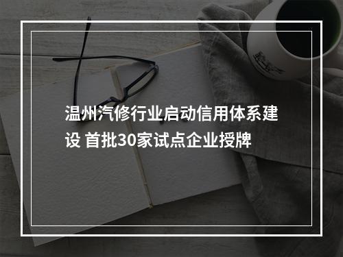 温州汽修行业启动信用体系建设 首批30家试点企业授牌