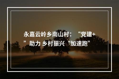 永嘉云岭乡南山村：“党建+”助力 乡村振兴“加速跑”