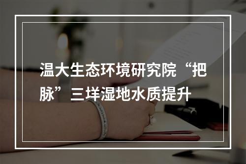 温大生态环境研究院“把脉”三垟湿地水质提升