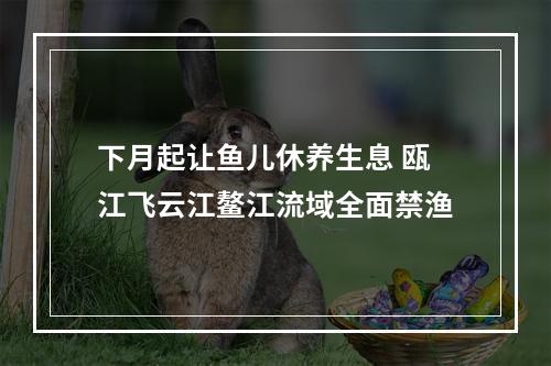 下月起让鱼儿休养生息 瓯江飞云江鳌江流域全面禁渔