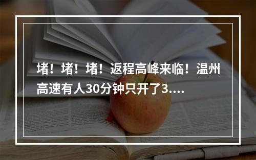 堵！堵！堵！返程高峰来临！温州高速有人30分钟只开了3.7公里