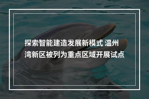 探索智能建造发展新模式 温州湾新区被列为重点区域开展试点